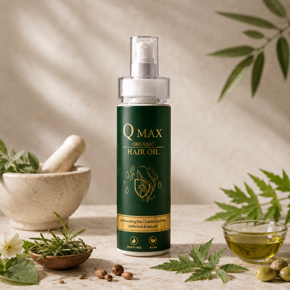 Q Max Organic Hair Oil + FREE Dermaroller